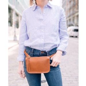 New MADEWELL Leather Simple Pouch Belt Bag Brown Tan English Saddle J8947 Sz S